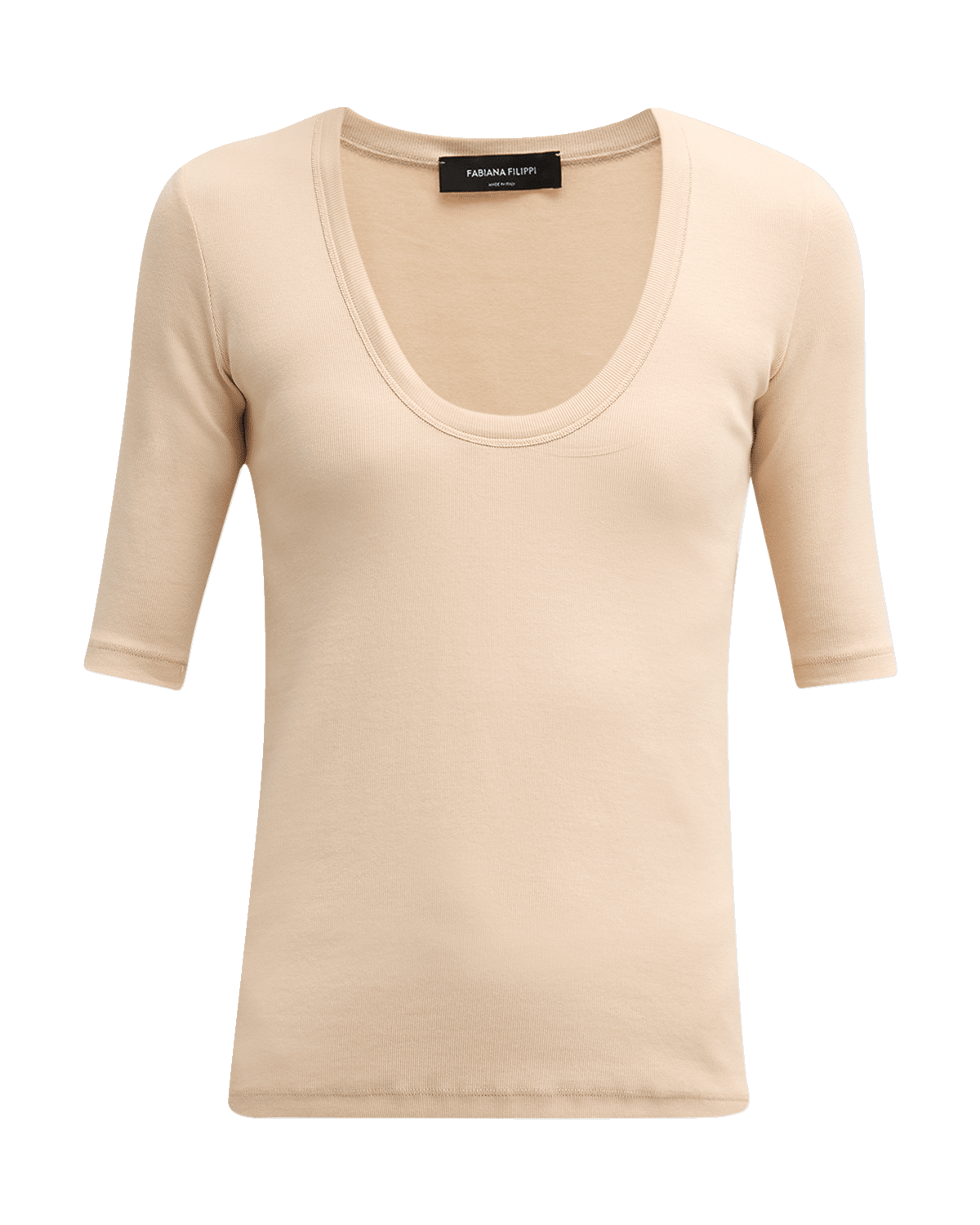 FABIANA FILIPPI Elbow-Sleeve Scoop-Neck Jersey T-Shirt