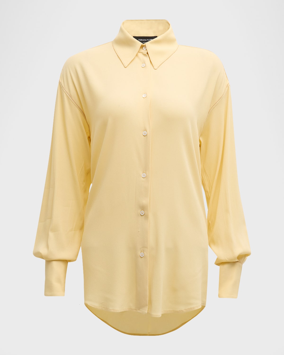 FABIANA FILIPPI Button-Down Bead-Trim Sable Shirt