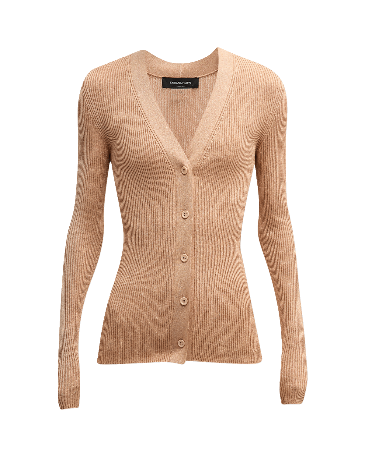 FABIANA FILIPPI Ribbed Metallic Button-Down Cardigan