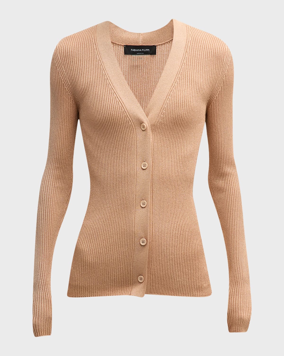 FABIANA FILIPPI Ribbed Metallic Button-Down Cardigan
