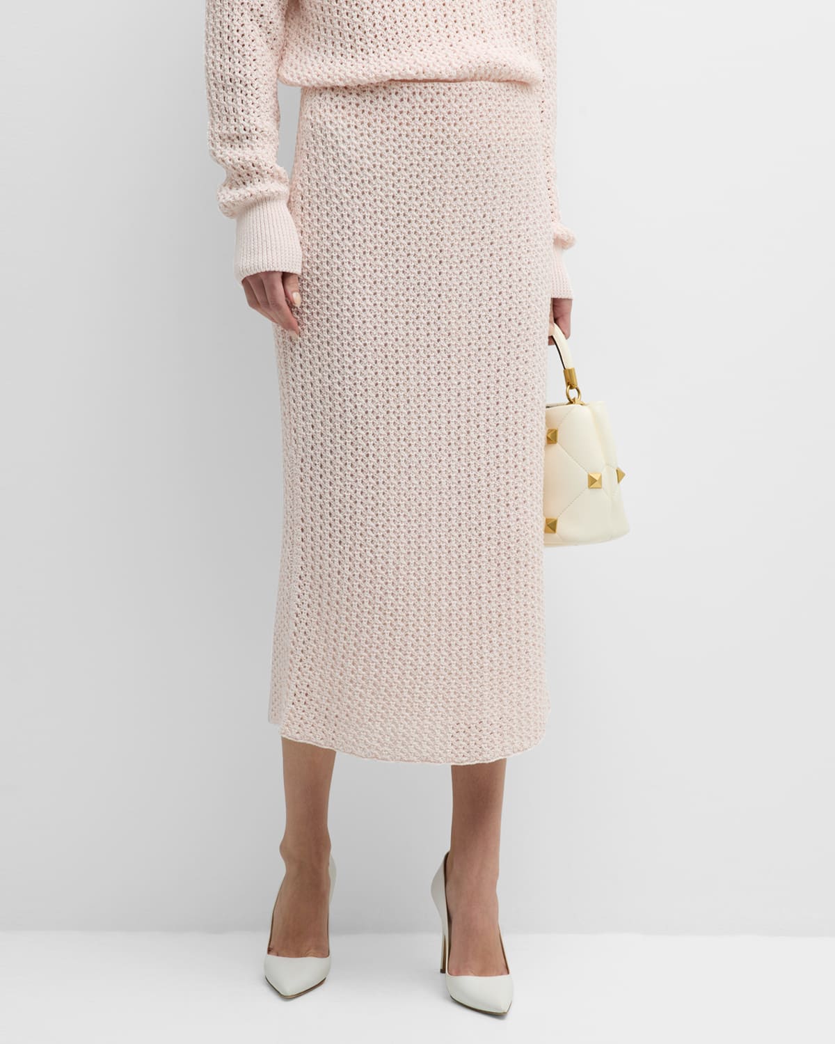 FABIANA FILIPPI Open-Stitch Straight Midi Skirt