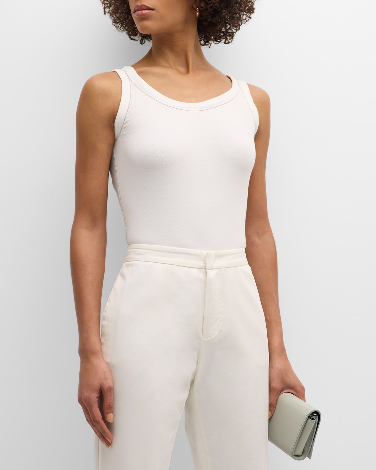 FABIANA FILIPPI Bead-Trim Scoop-Neck Jersey Tank Top