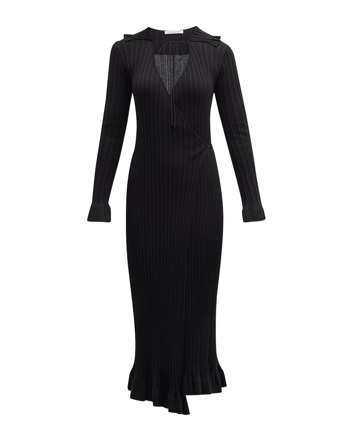 By Malene Birger Gianina Ribbed Ruffle Maxi Wrap Dress