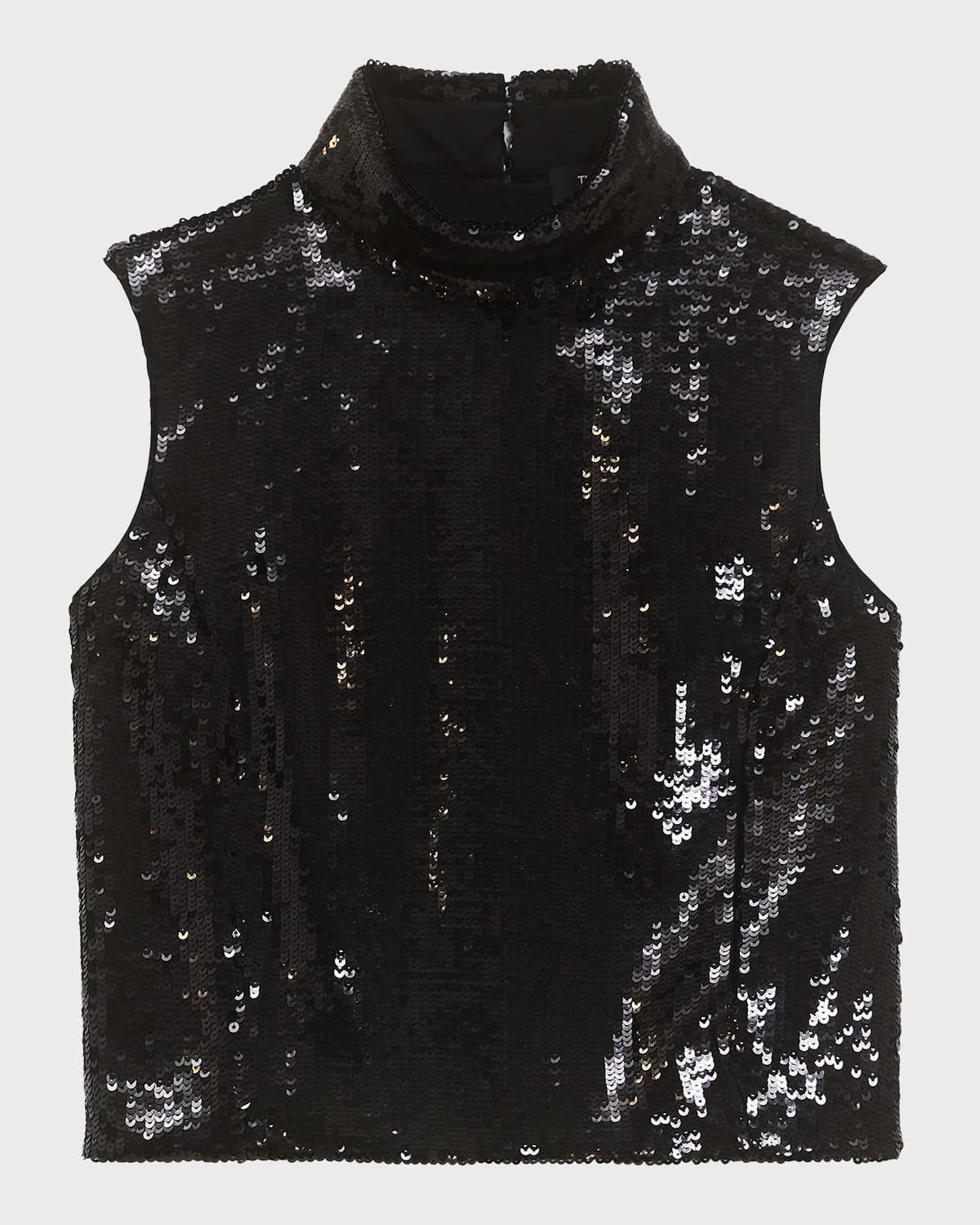Theory Sequin Crop Rolled-Neck Top