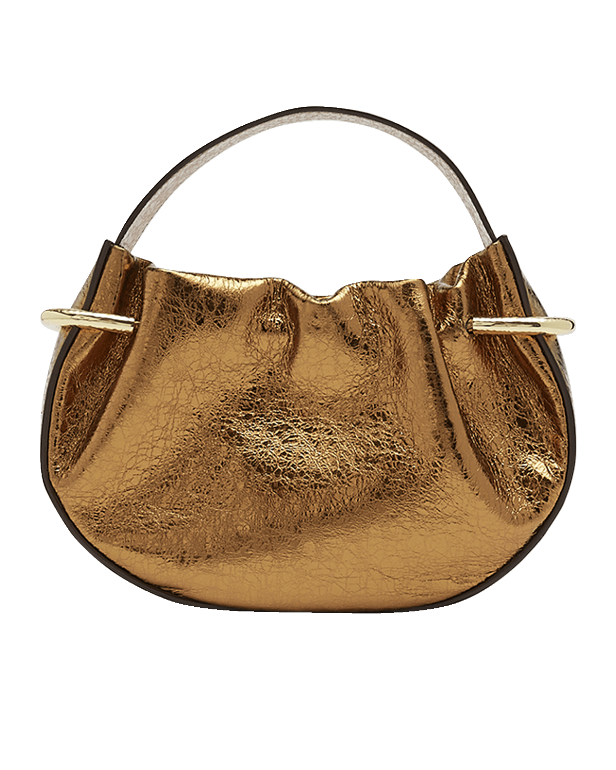 Ulla Johnson Tilda Mini Ruched Metallic Top-Handle Bag