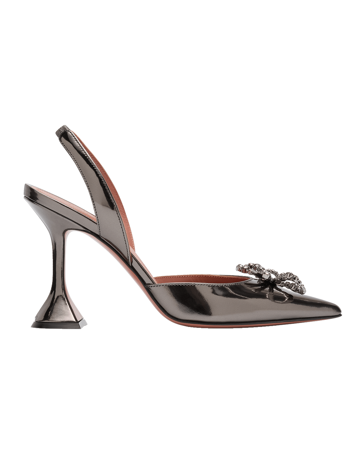 Amina Muaddi Rosie Mirror Crystal Bow Slingback Pumps