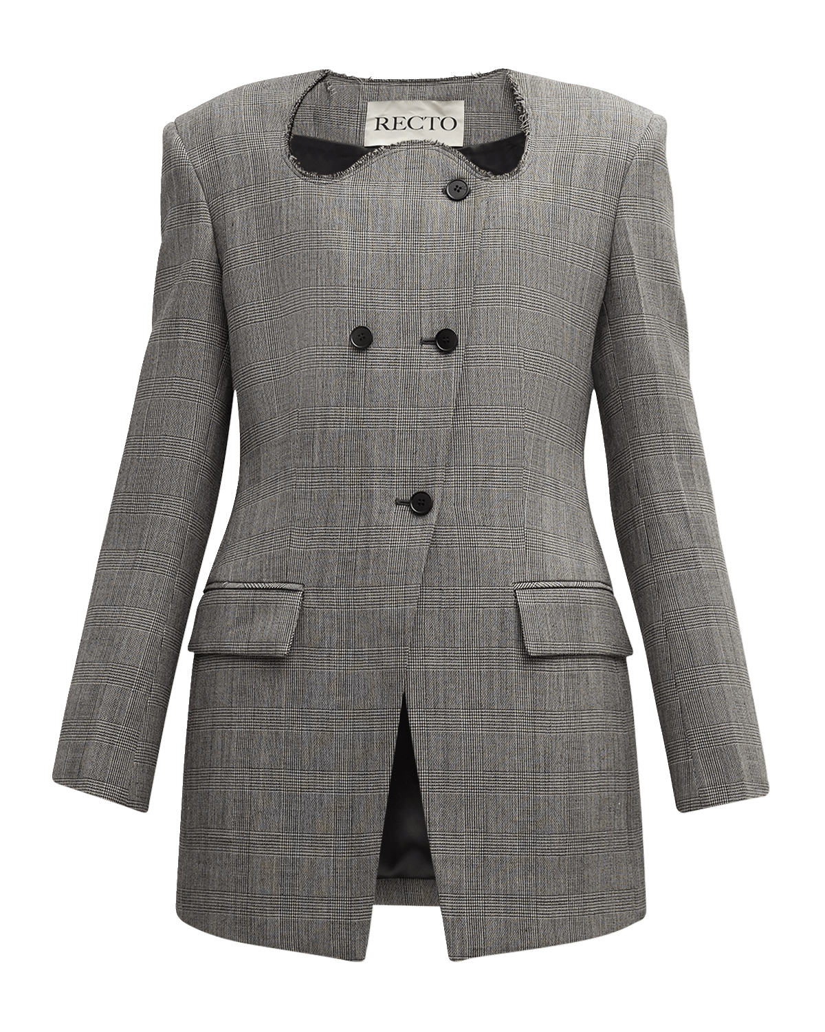 RECTO Glen Check Curved-Neck Jacket