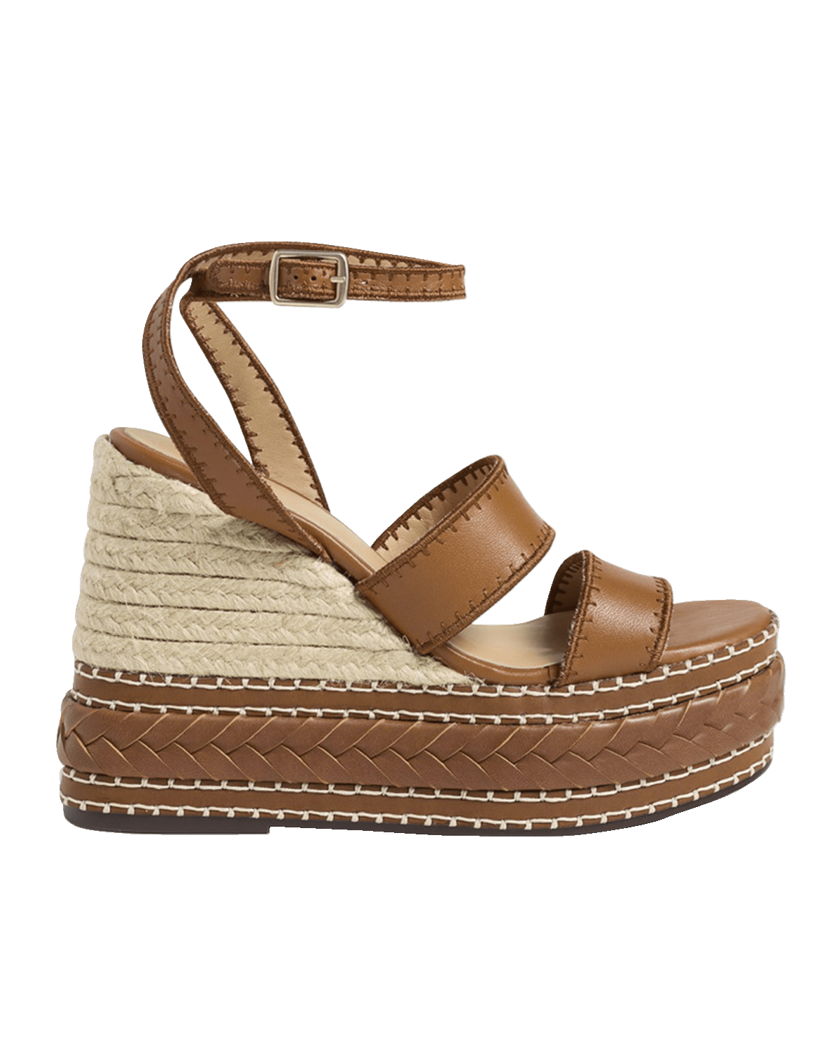 Castaner Faure Leather Raffia Wedge Espadrilles