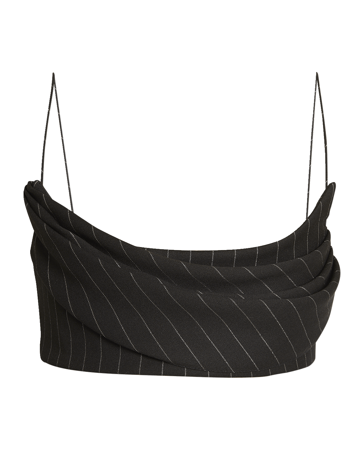 Alex Perry Metallic Pinstripe Drape Crop Tank Top