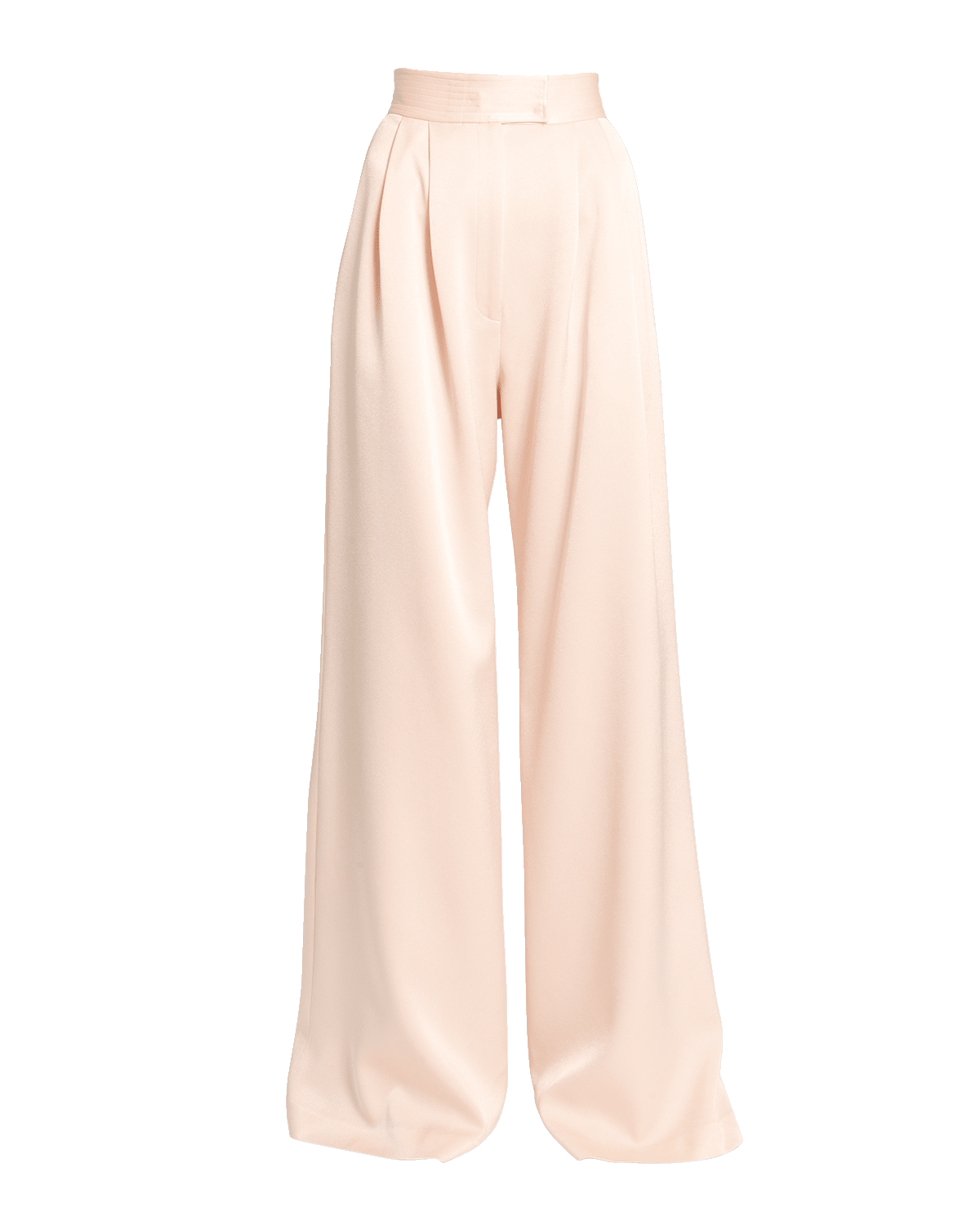 Alex Perry High-Rise Pleated Wide-Leg Satin Crepe Trousers