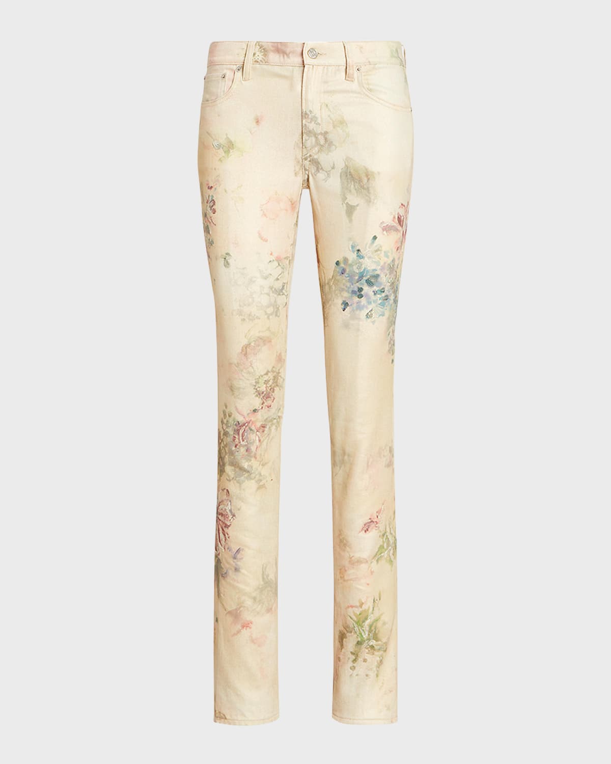 Ralph Lauren Collection 160 Faded Floral-Print Slim-Leg Jeans