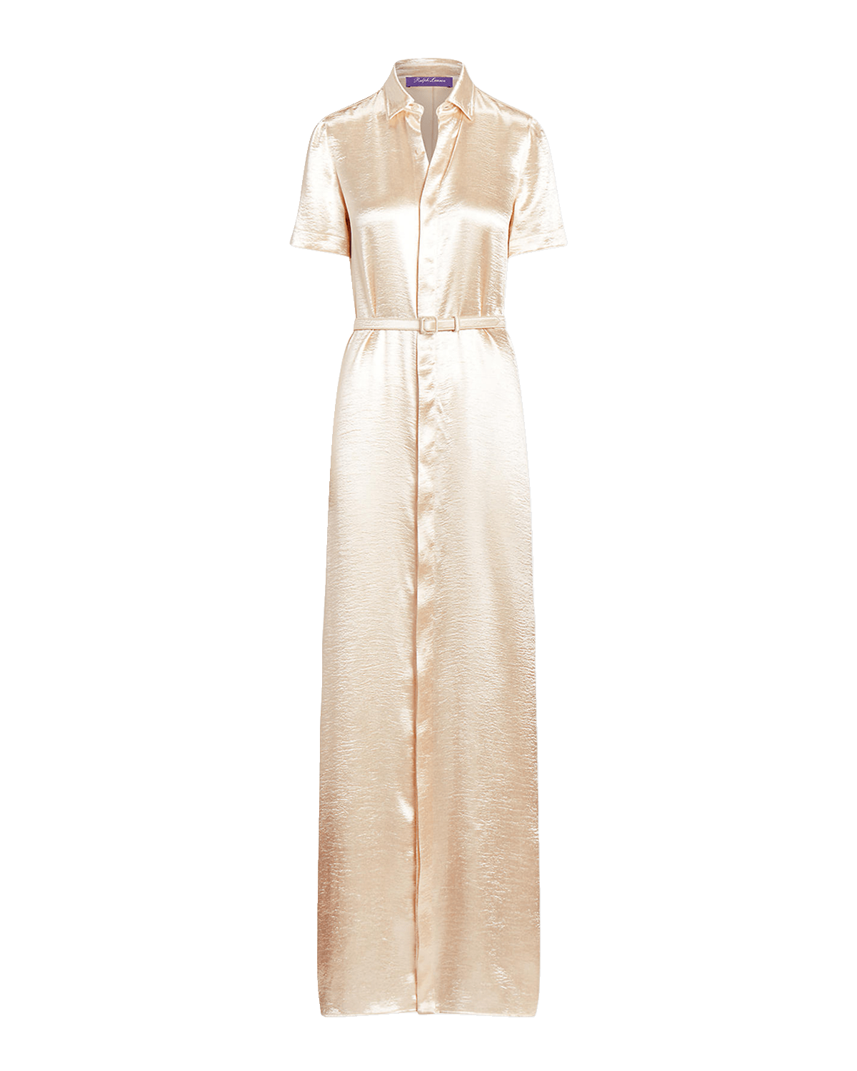 Ralph Lauren Collection Symon Hammered Satin Shirtdress with Belt