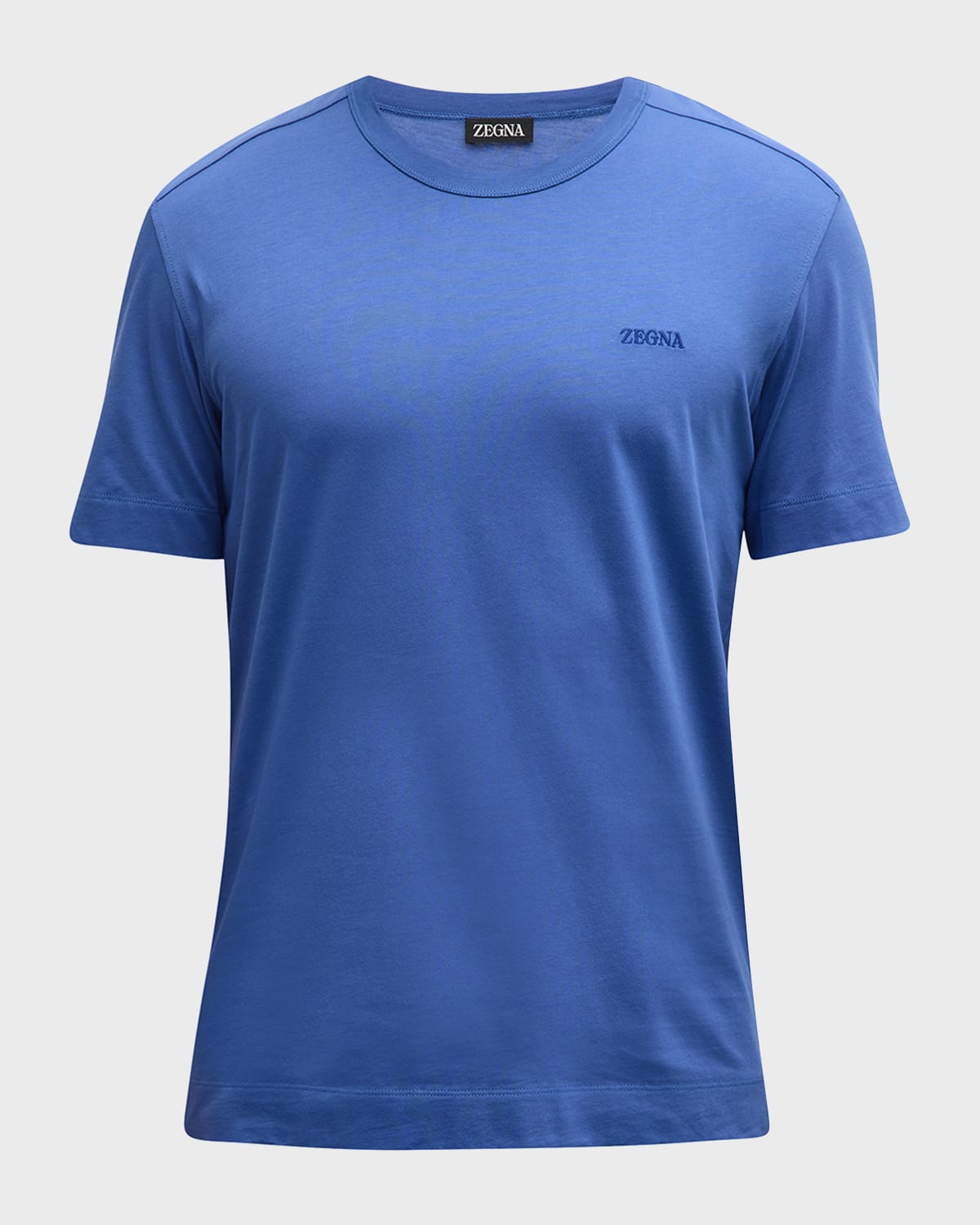 ZEGNA Men's Cotton Embroidered Logo Crewneck T-Shirt