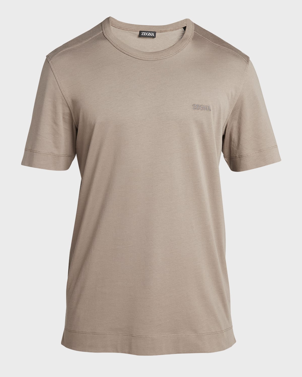 ZEGNA Men's Cotton Embroidered Logo Crewneck T-Shirt