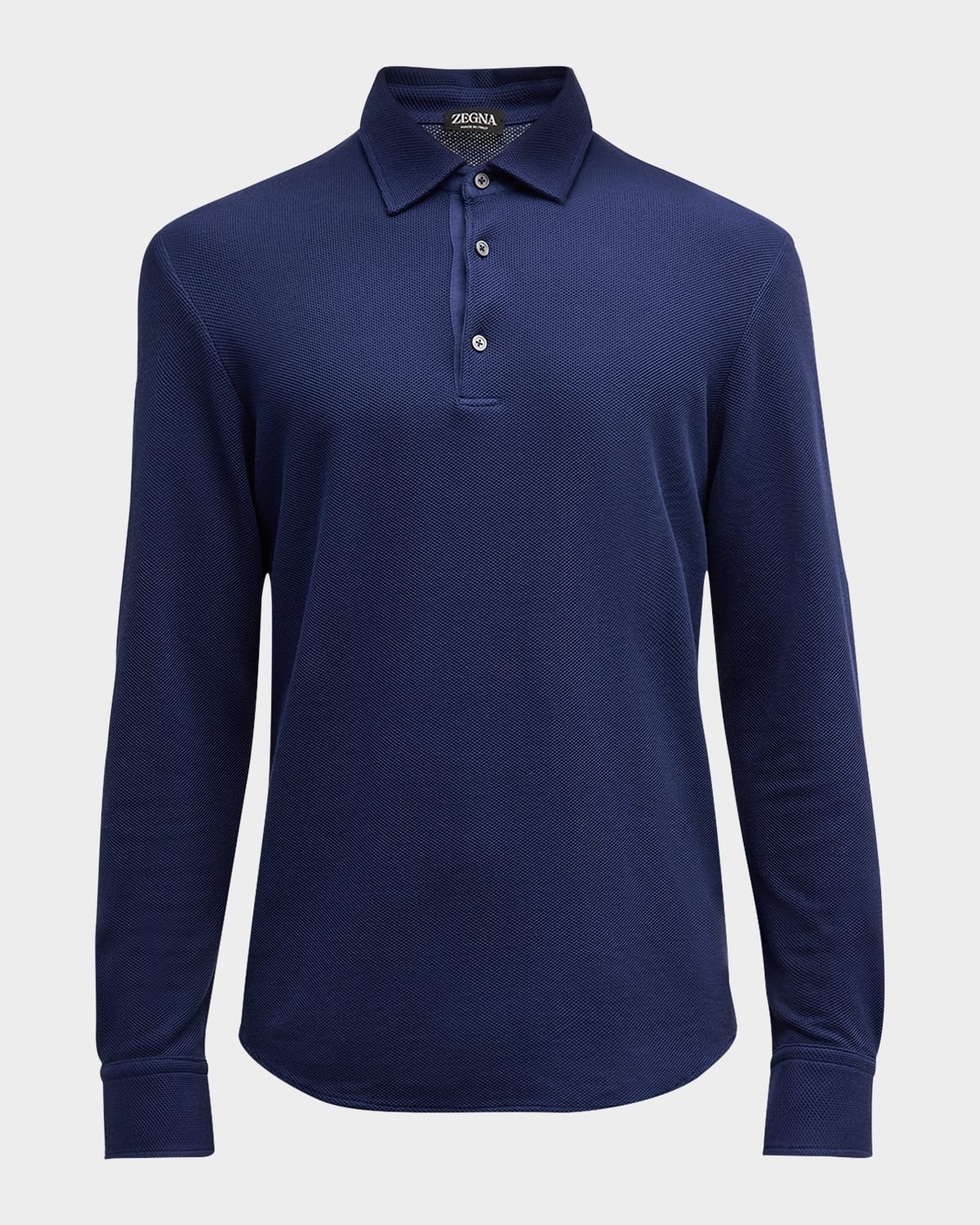 ZEGNA Men's Cotton Jersey Pique Polo Shirt