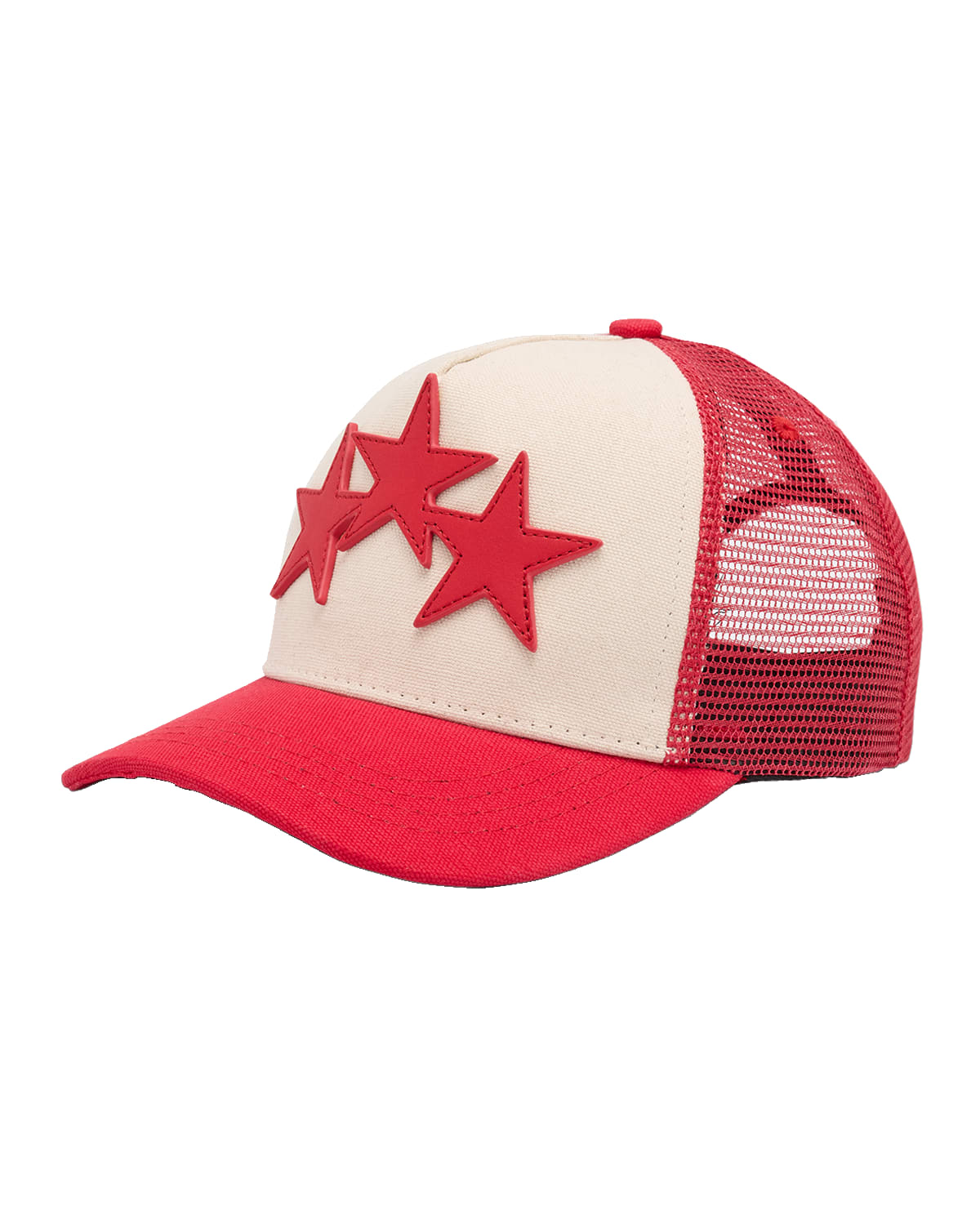 Amiri Kid's Leather 3-Star Cotton Canvas Trucker Hat