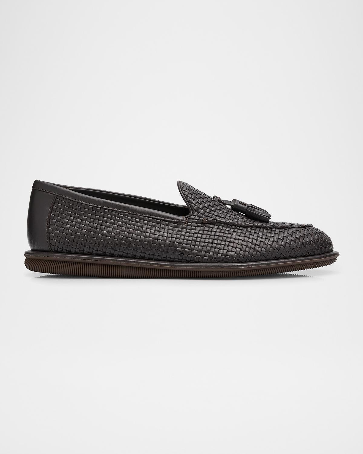 Giorgio Armani Men's Woven Leather Tassel Loafers