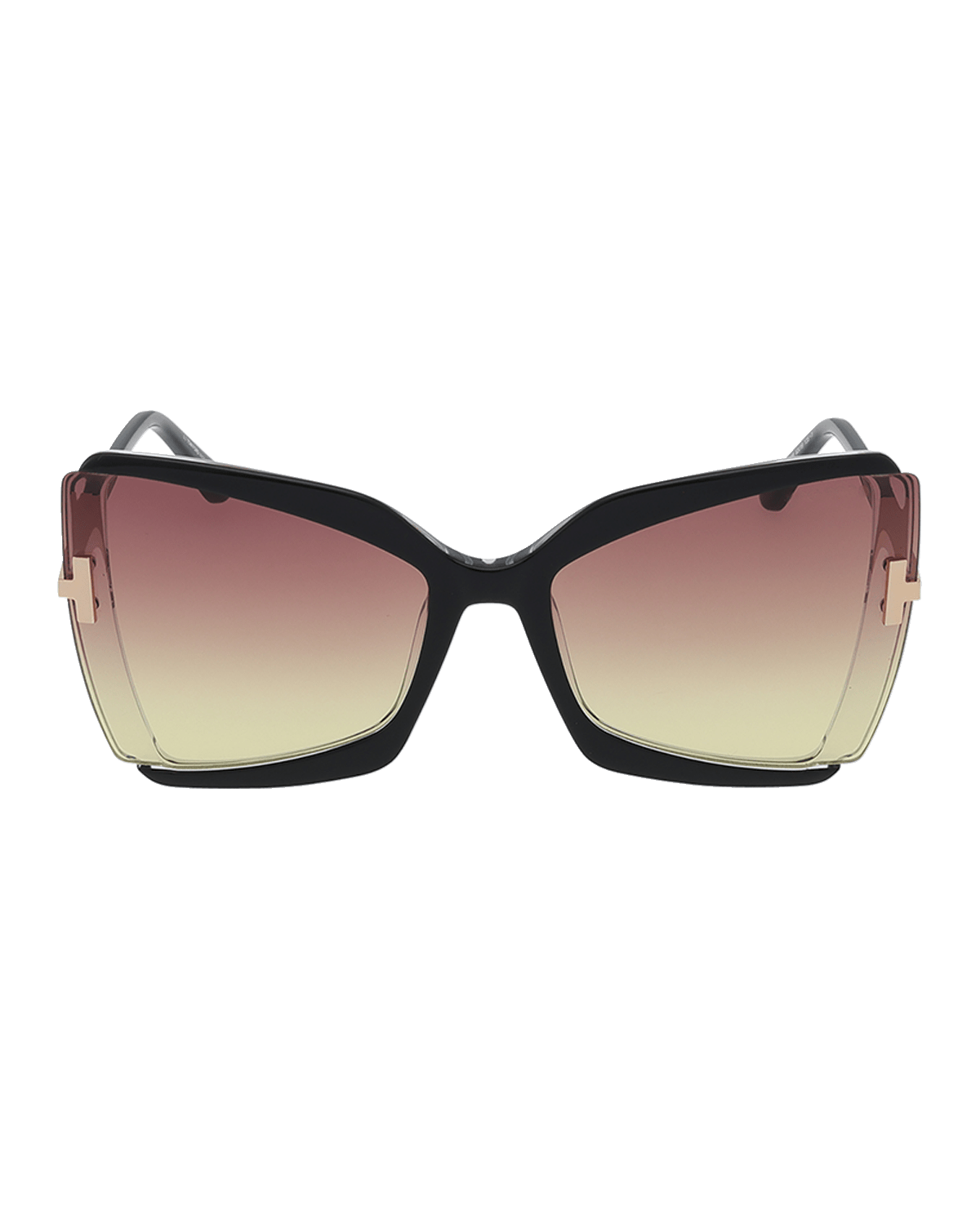 TOM FORD Gia Semi-Rimmed Acetate Butterfly Sunglasses