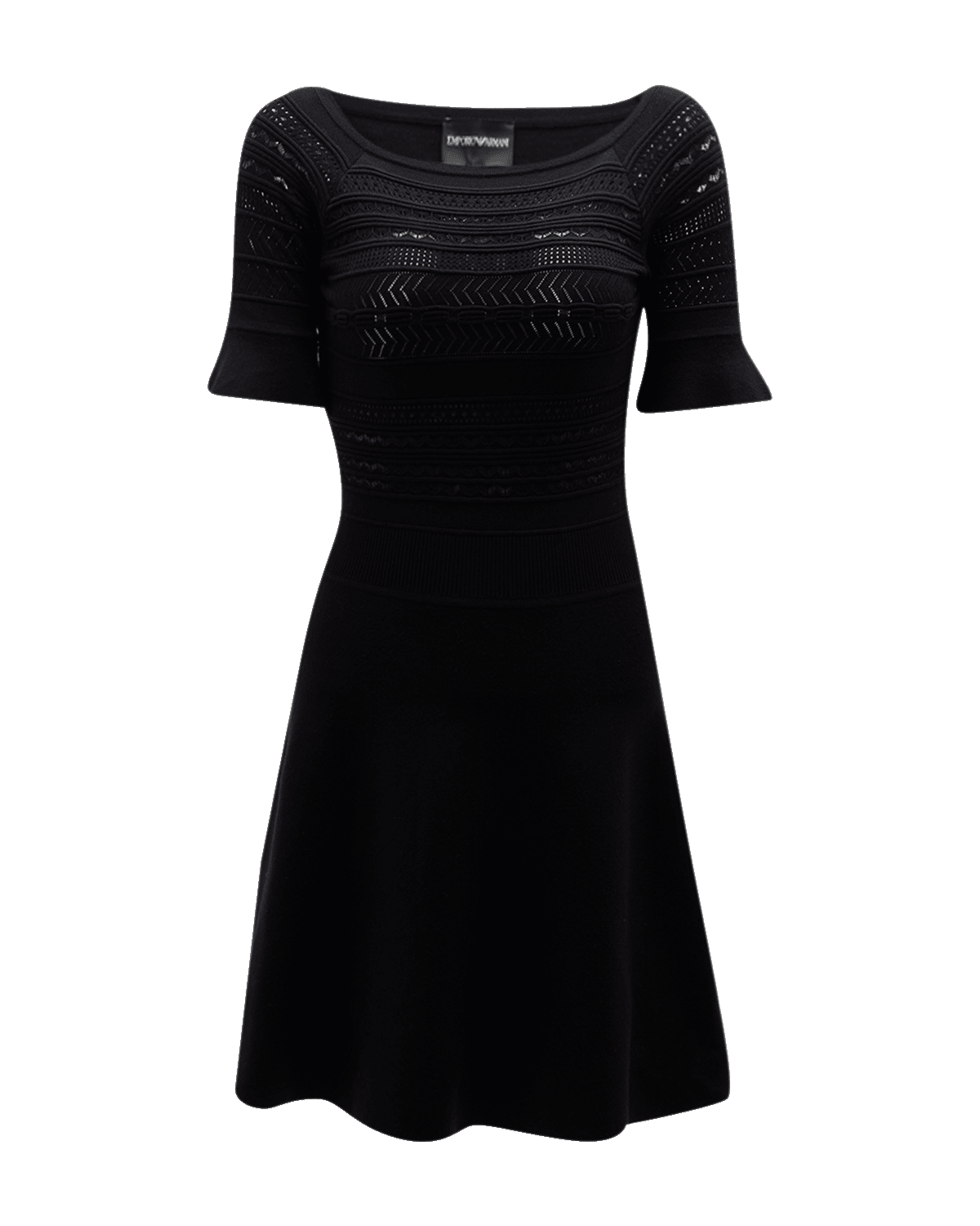 Emporio Armani Boat-Neck Mixed-Stitch Eyelet Mini Dress