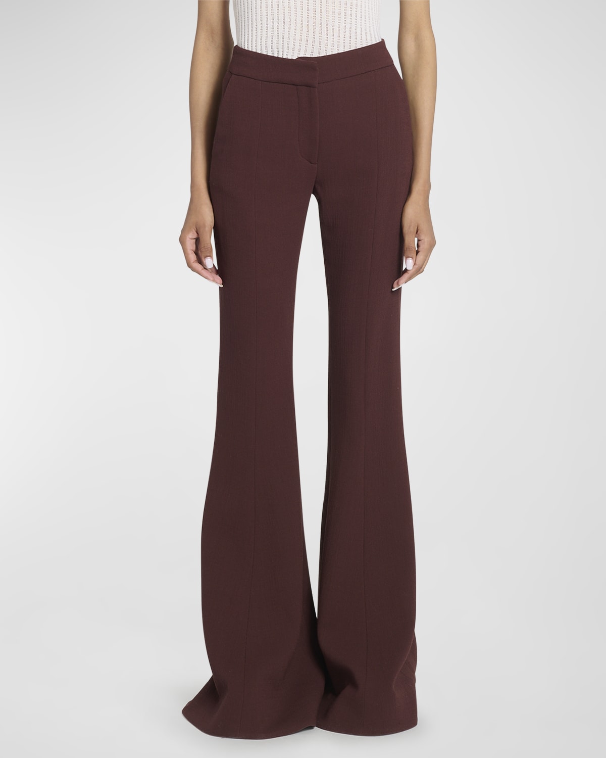 Gabriela Hearst Desmond High-Rise Paneled Flared Crepe Pants