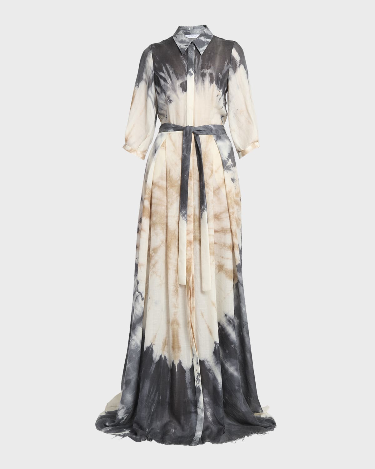 Gabriela Hearst Daisy Tie-Dye Belted Maxi Shirtdress