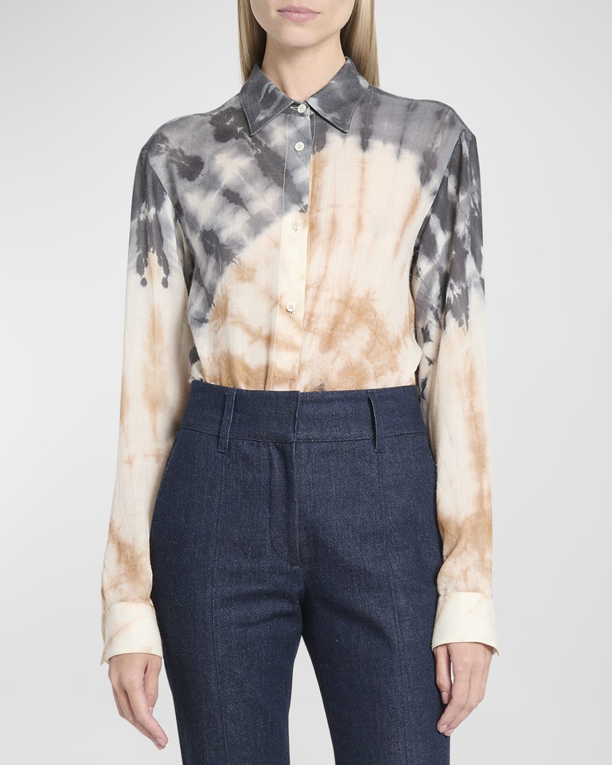 Gabriela Hearst Ferrara Tie-Dye Button-Front Shirt