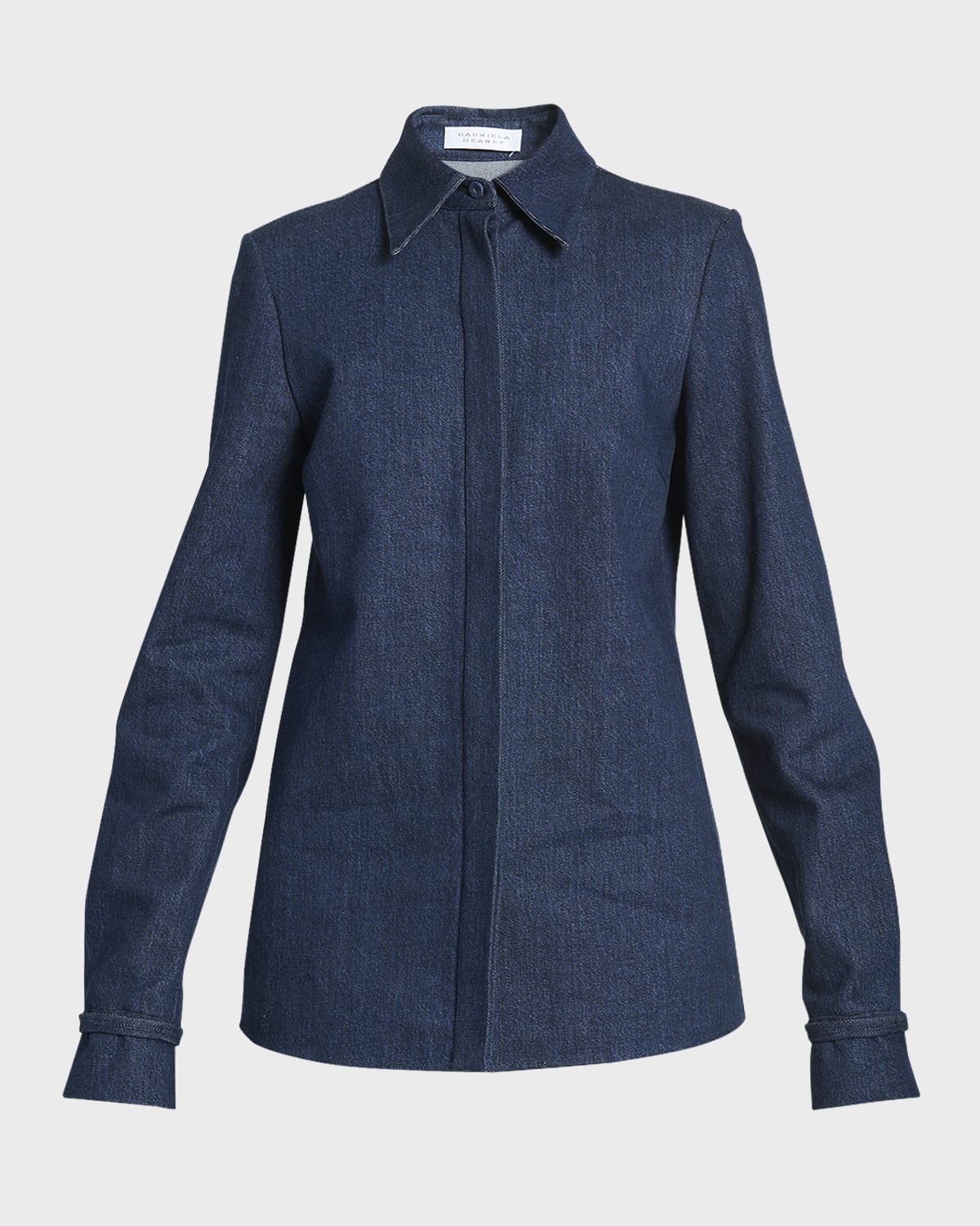 Gabriela Hearst Cruz Denim Collared Shirt