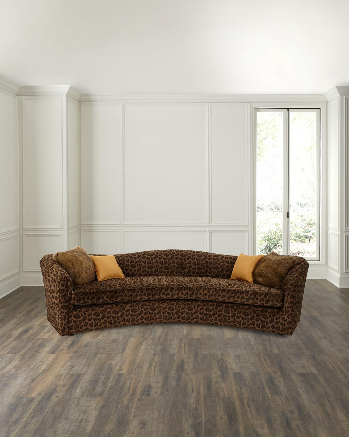 Kylee Leopard-Print Sofa, 90"