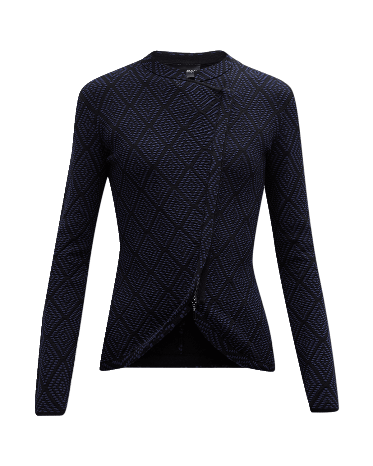 Emporio Armani Asymmetric Zip-Front Geometric Jacquard Jacket