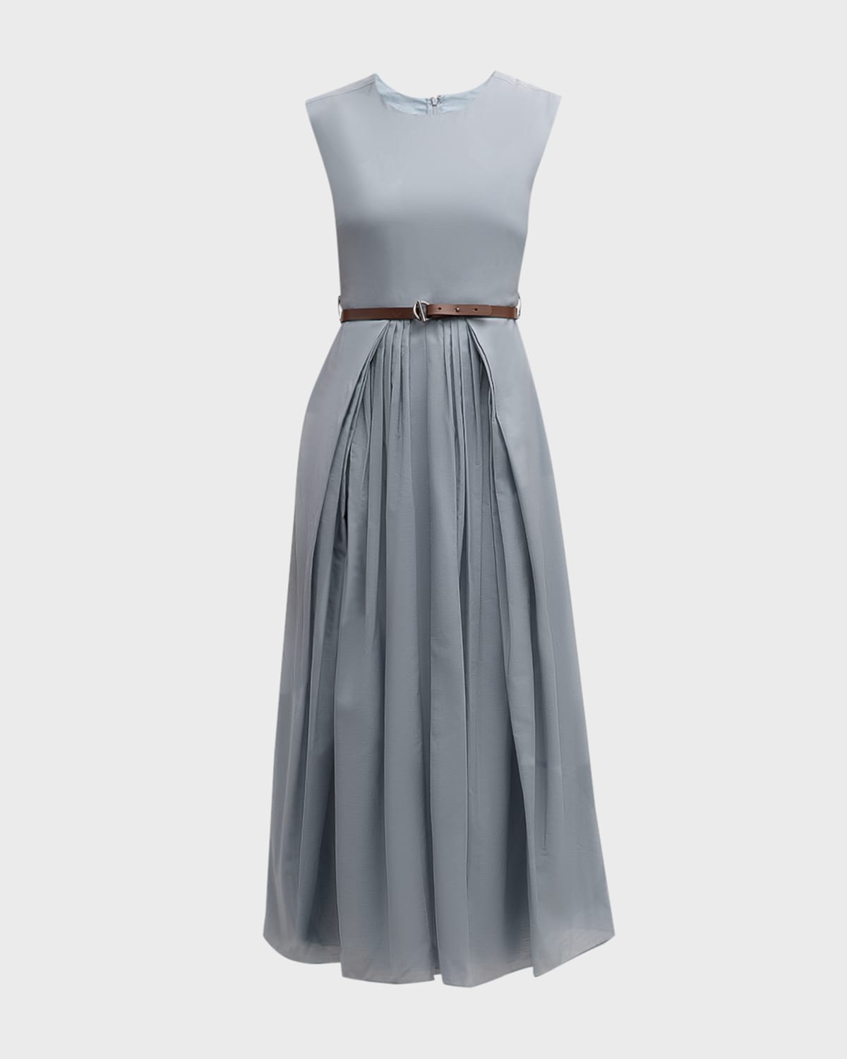 Emporio Armani Sleeveless Pleated A-Line Midi Dress