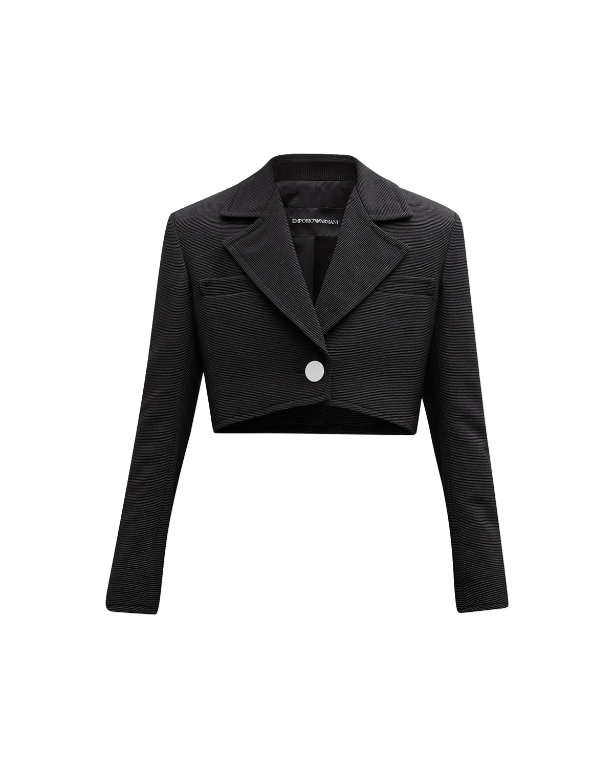 Emporio Armani Cropped Ribbed Techno Cady Jacket