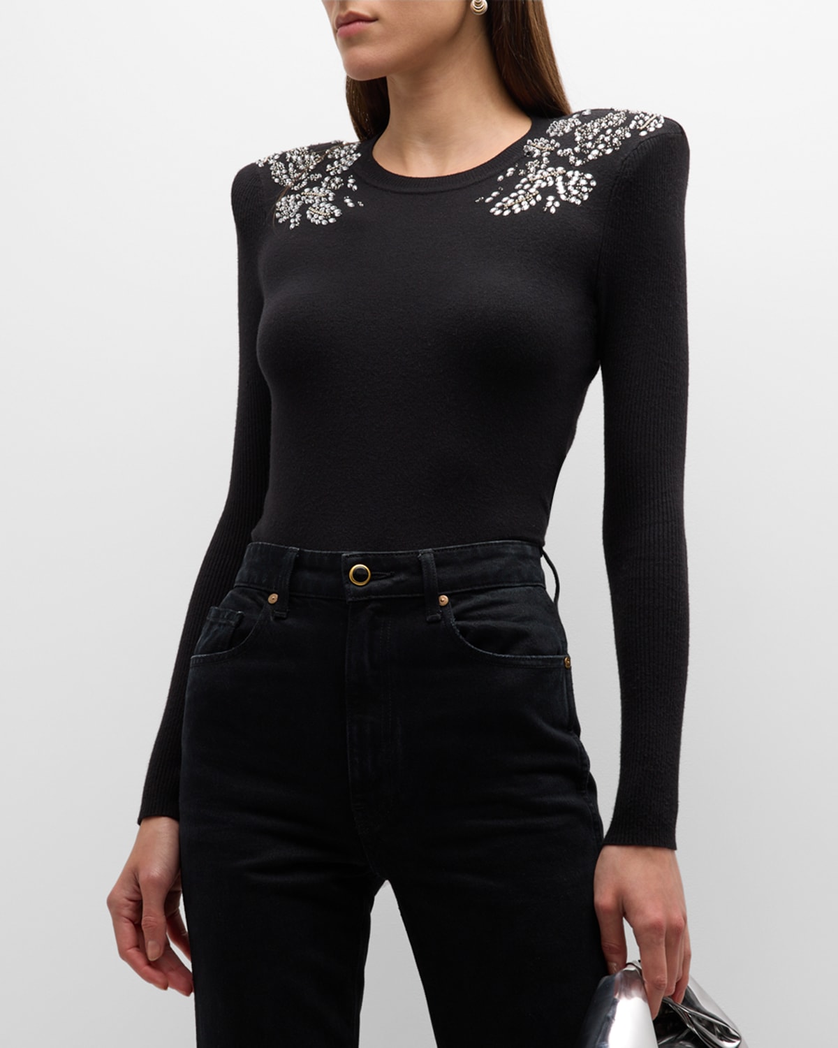L'Agence Imaan Embellished Crewneck Top