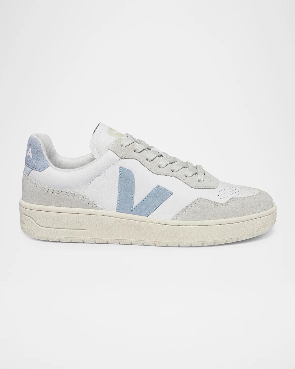 VEJA V-90 Bicolor Mixed Leather Low-Top Sneakers