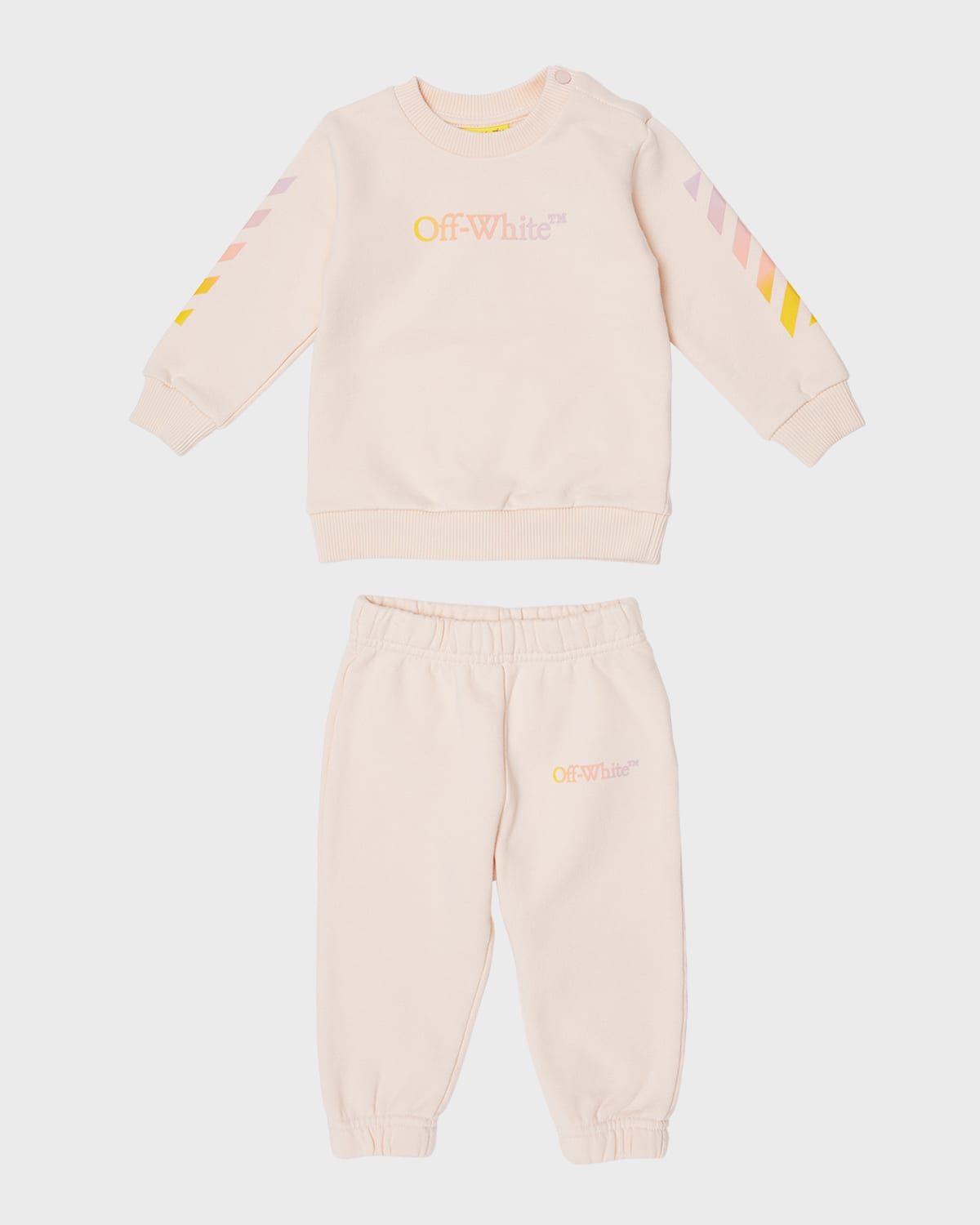 Off-White Girl's Arrow Rainbow Sweatshirt and Pants Set, Size 3M-24M