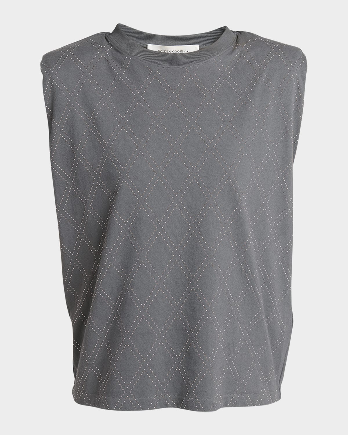 Golden Goose Journey Sleeveless Argyle-Stud T-Shirt