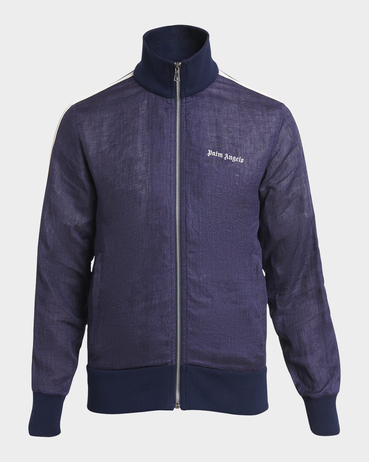 Palm Angels Men's Classic Logo Linen-Blend Track Jacket