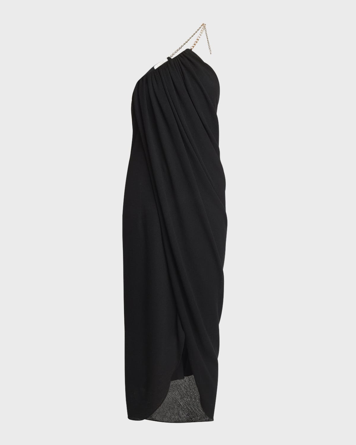 Chloe Draped One-Shoulder Jersey Dress with Chain Detail