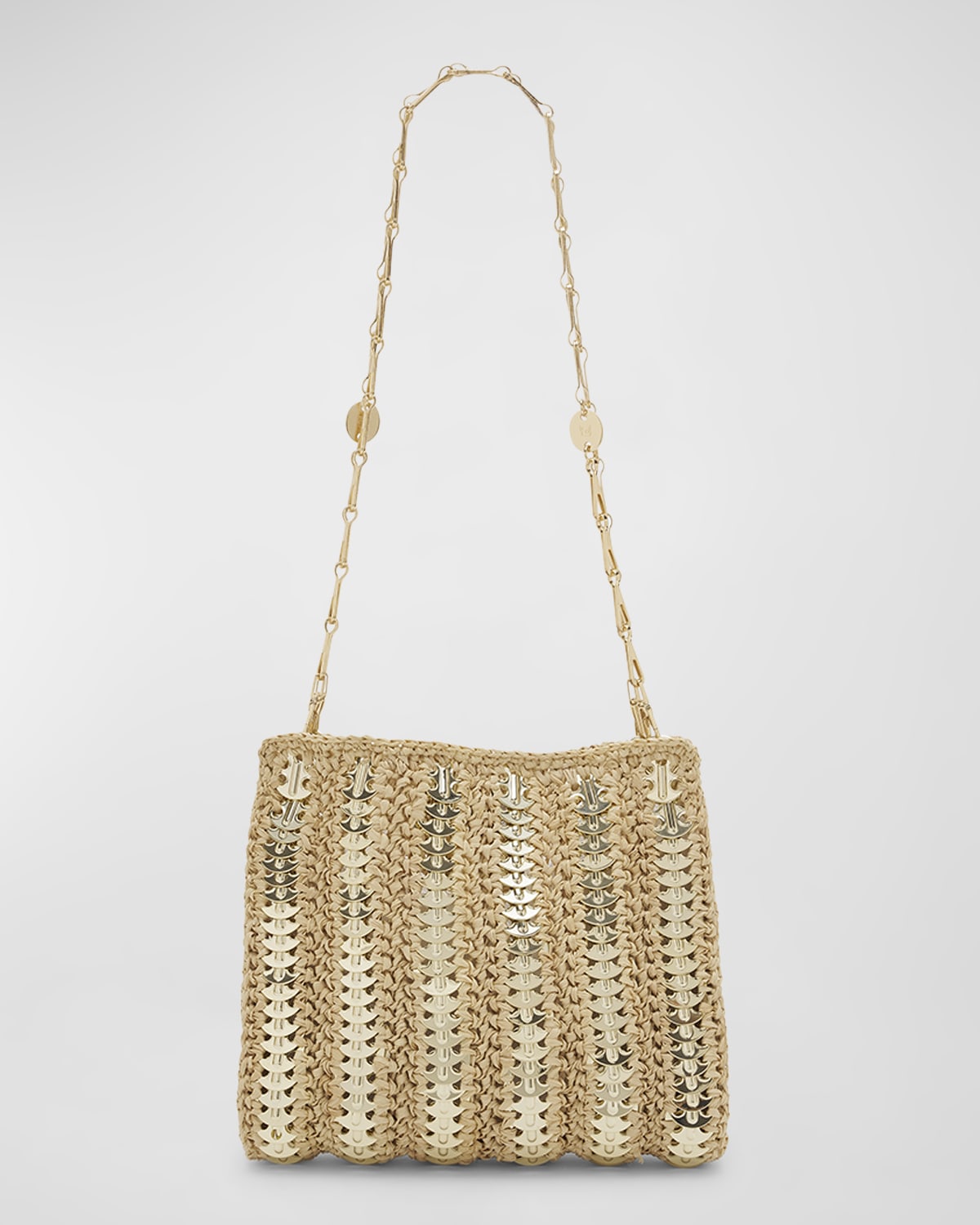 Rabanne Sac Disc-Link Raffia Shoulder Bag