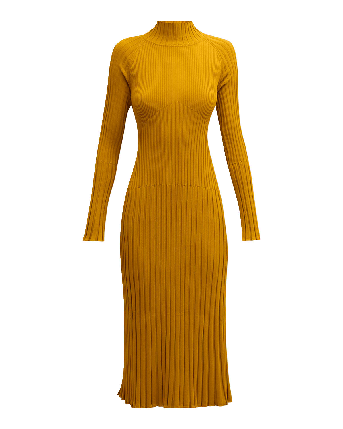 Proenza Schouler Carmen Mock-Neck Long-Sleeve Rib Midi Dress