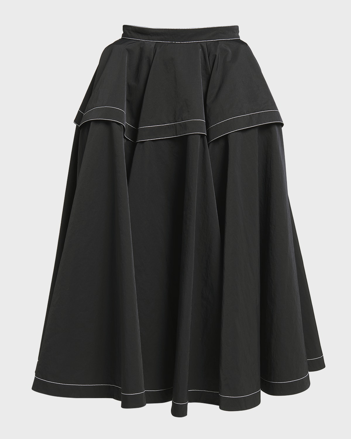 Bottega Veneta Tech Nylon Midi Circle Skirt
