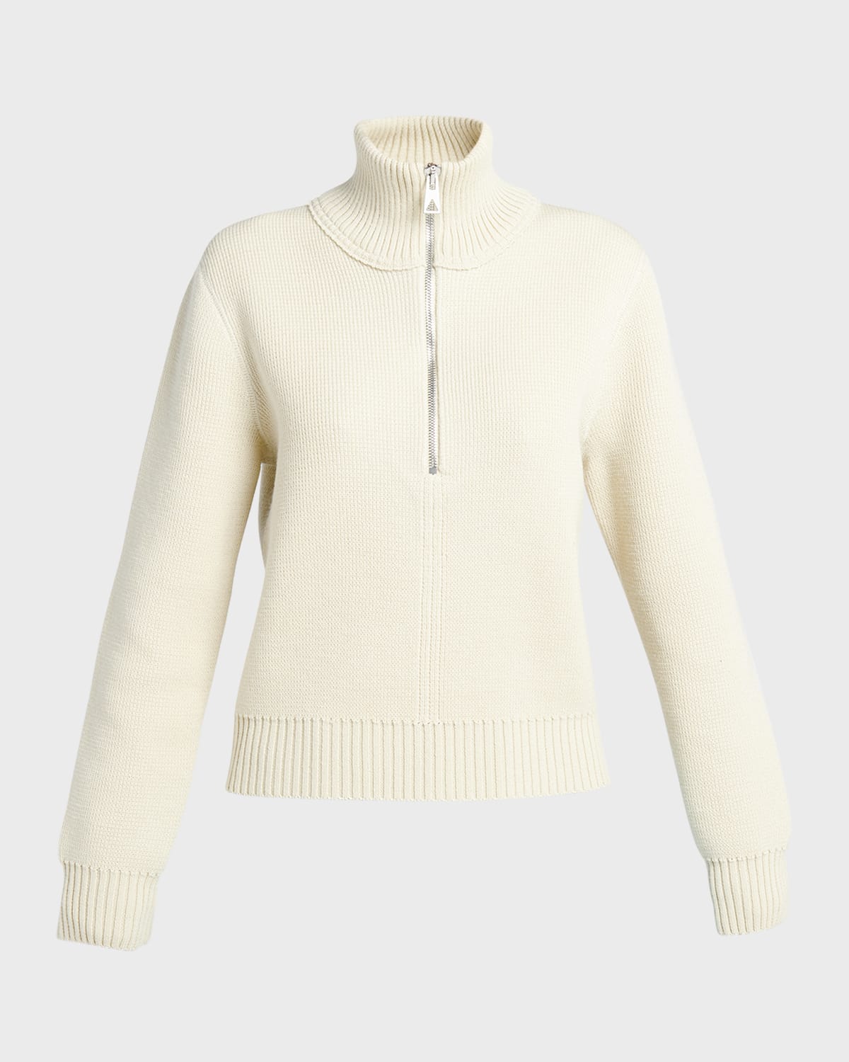 Bottega Veneta Dry Wool Ribbed Half-Zip Sweater