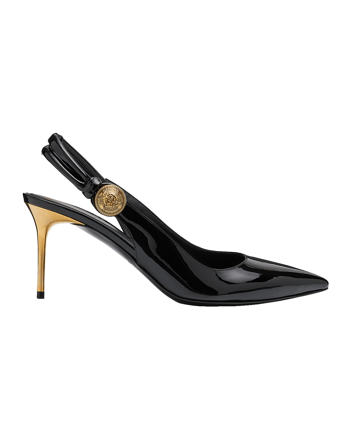 Balmain Alma Patent Button Slingback Pumps