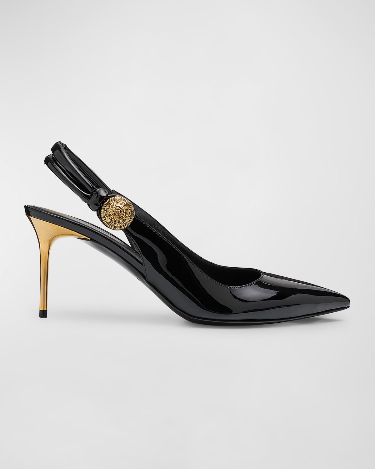 Balmain Alma Patent Button Slingback Pumps