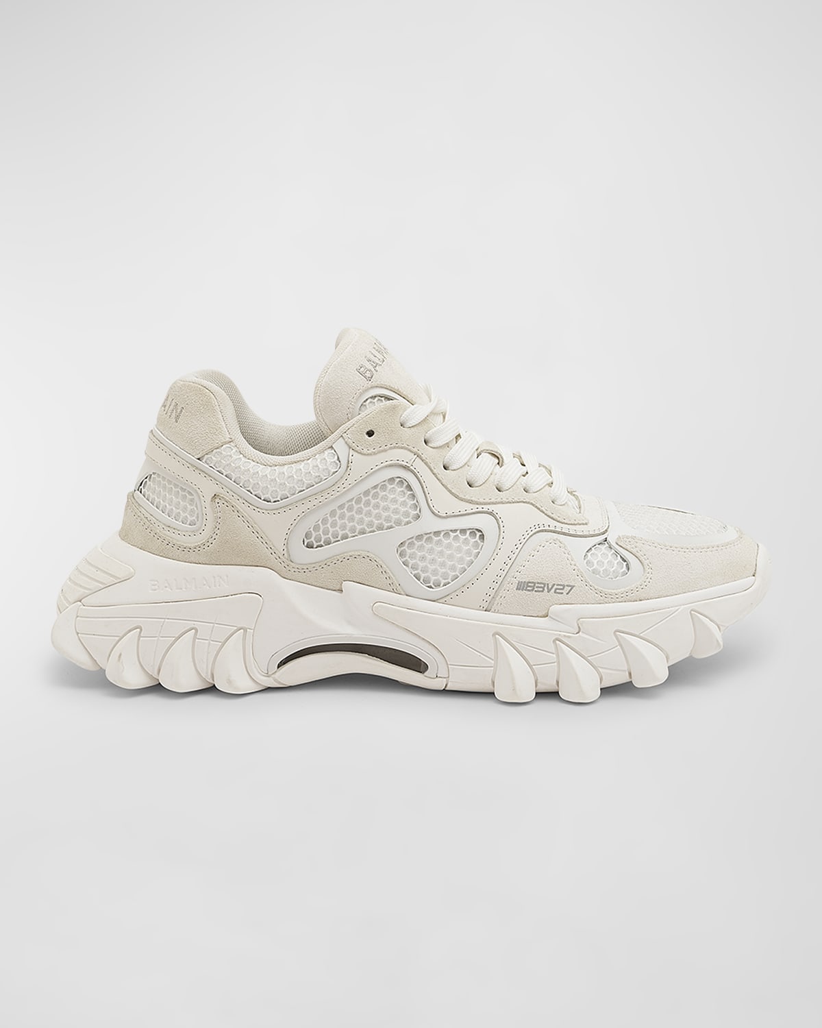 Balmain B-East Mixed Leather Trainer Sneakers