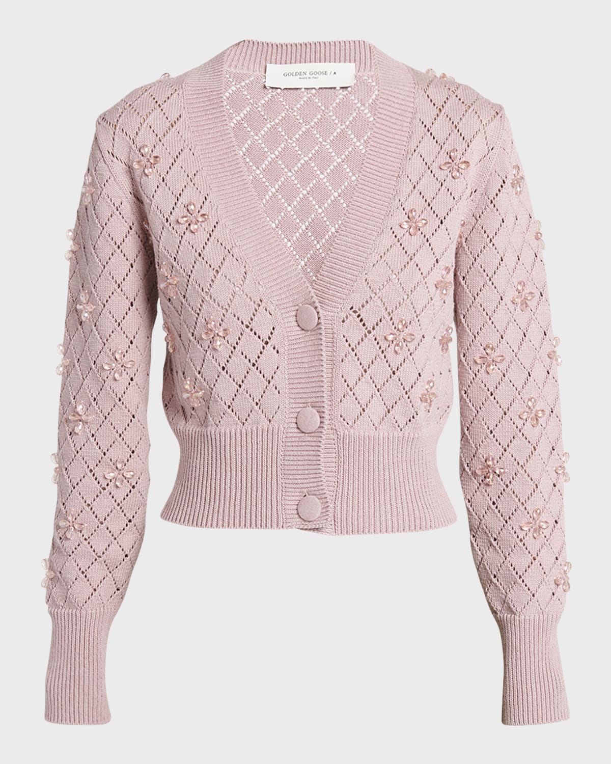 Golden Goose Journey Argyle Flower Cropped Cardigan