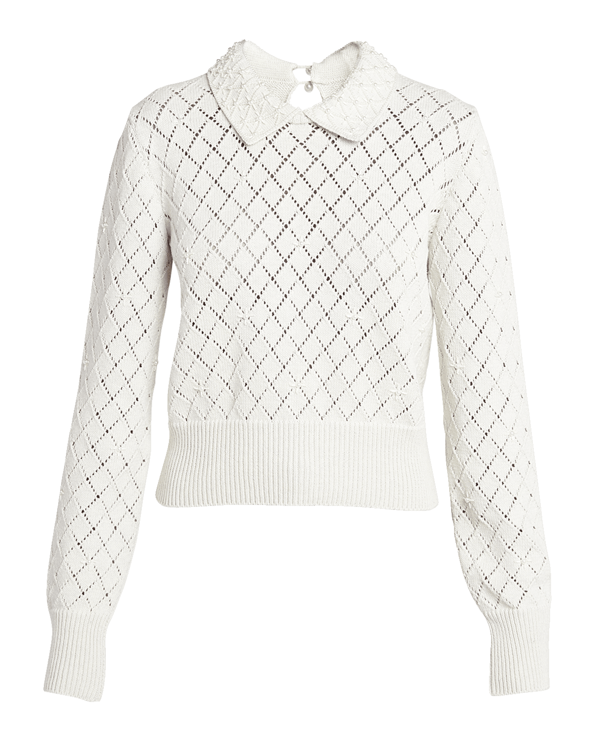 Golden Goose Journey Pearl-Embellished Cropped Argyle Sweater
