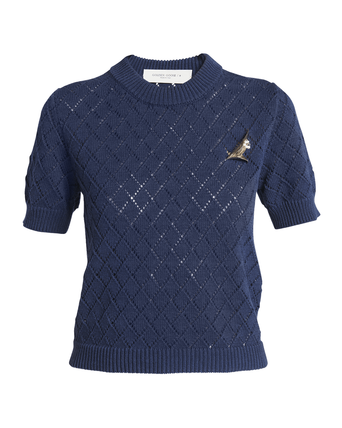 Golden Goose Journey Cropped Short-Sleeve Argyle Sweater