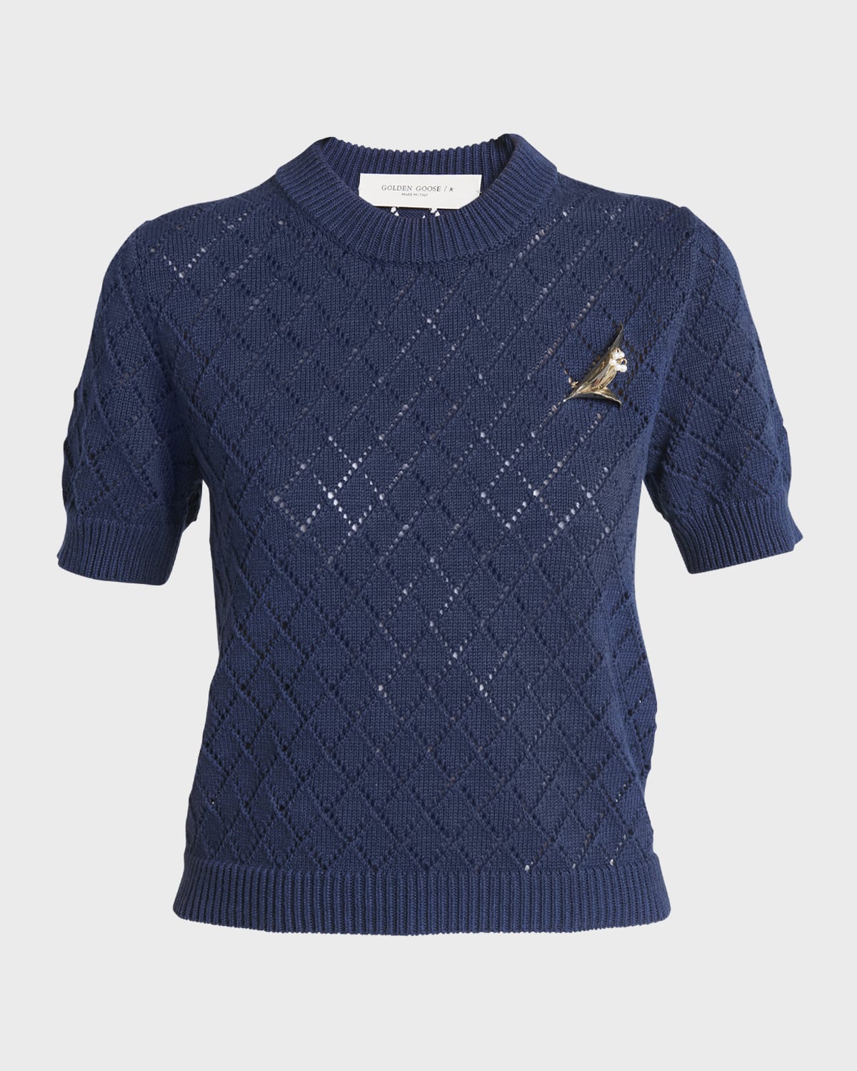 Golden Goose Journey Cropped Short-Sleeve Argyle Sweater