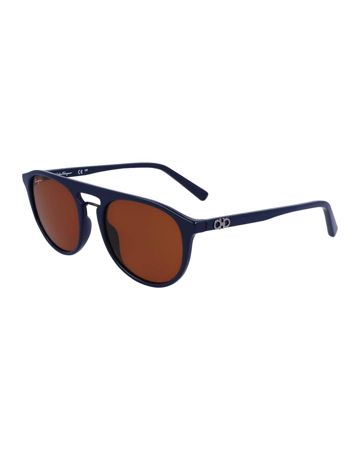 Ferragamo Men's Gancini Plastic Aviator Sunglasses
