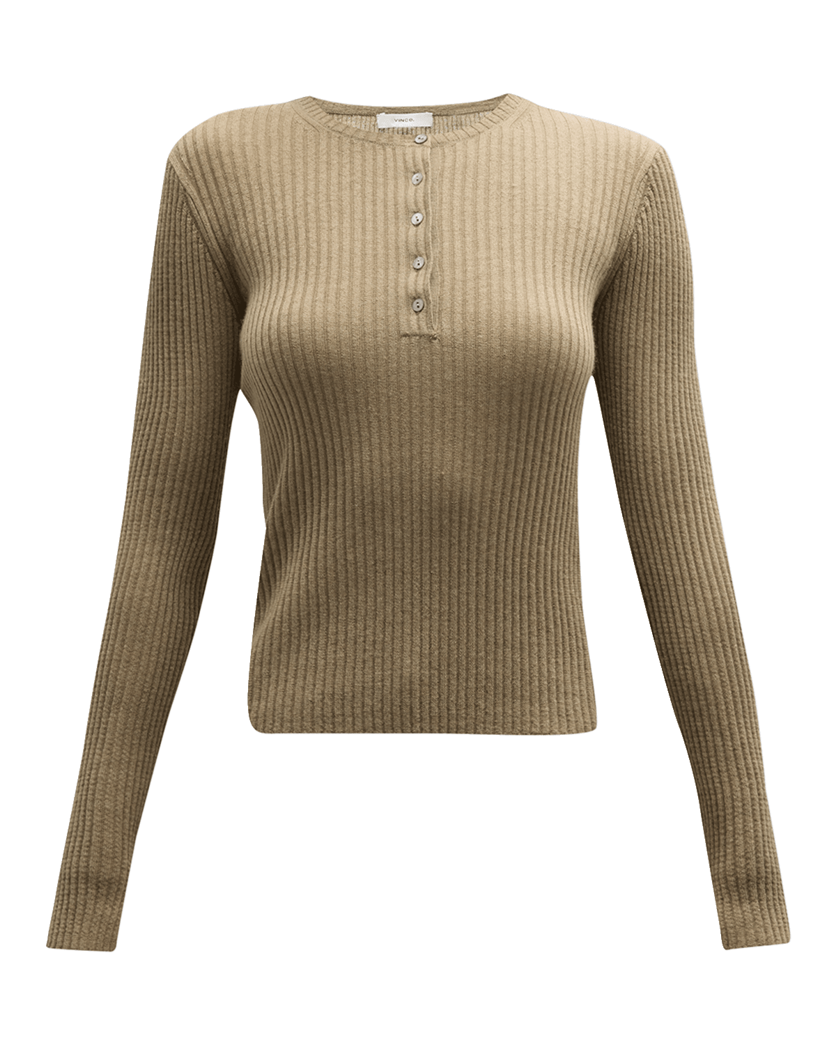 Vince Cashmere and Silk Ribbed Henley Shirt